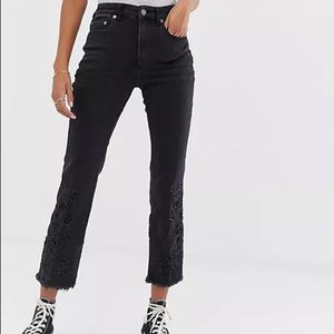 Free People Cutwork Cigarette Jeans